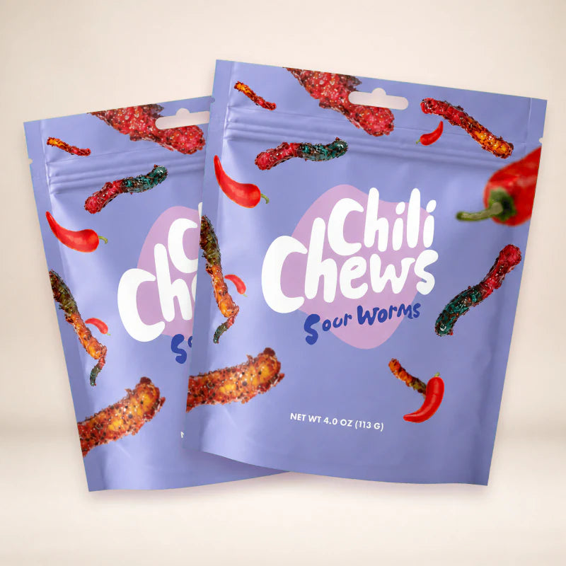 2 bags of Sour Worms Chili Chews